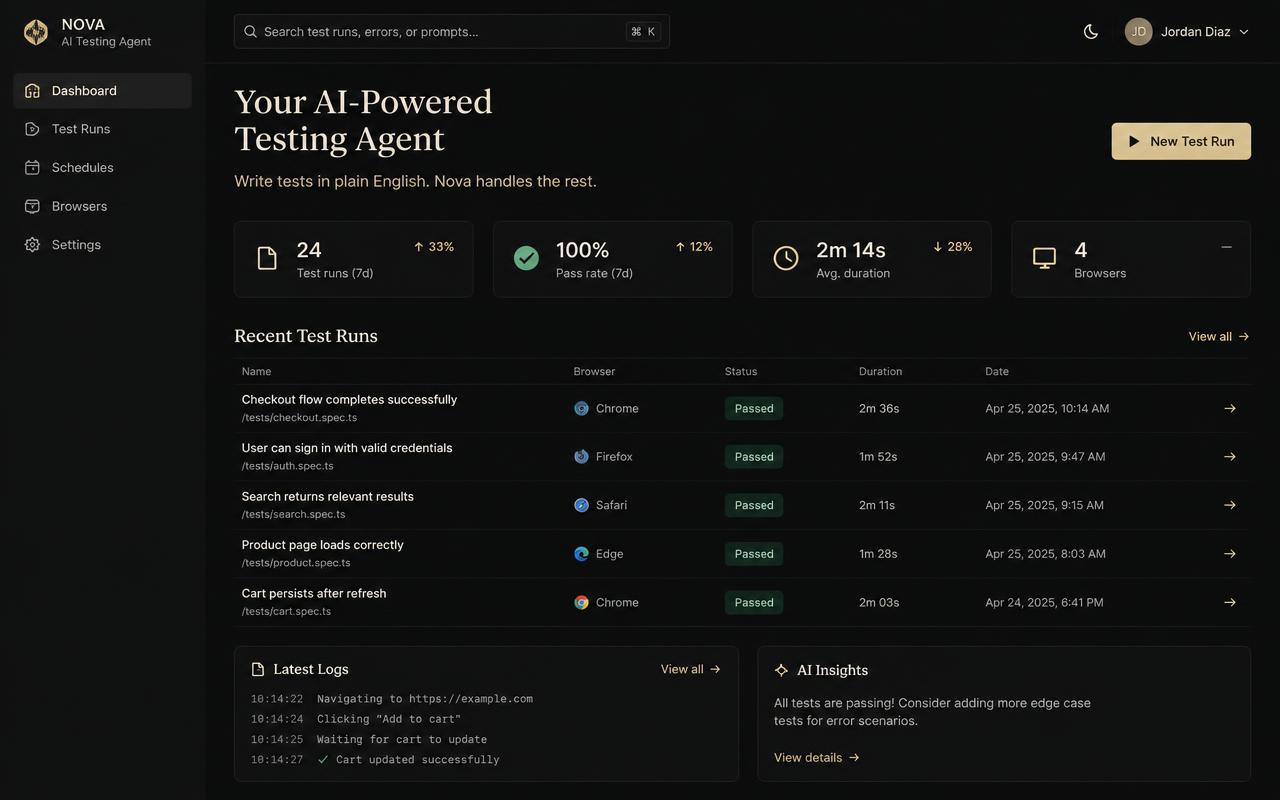 Landing page interface